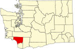 Map of Washington highlighting Cowlitz County